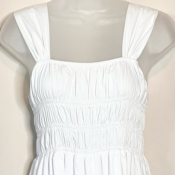 NANETTE LEPORE crisp white cotton ruched bust midi dress sundress size 6 casual - Picture 3 of 7